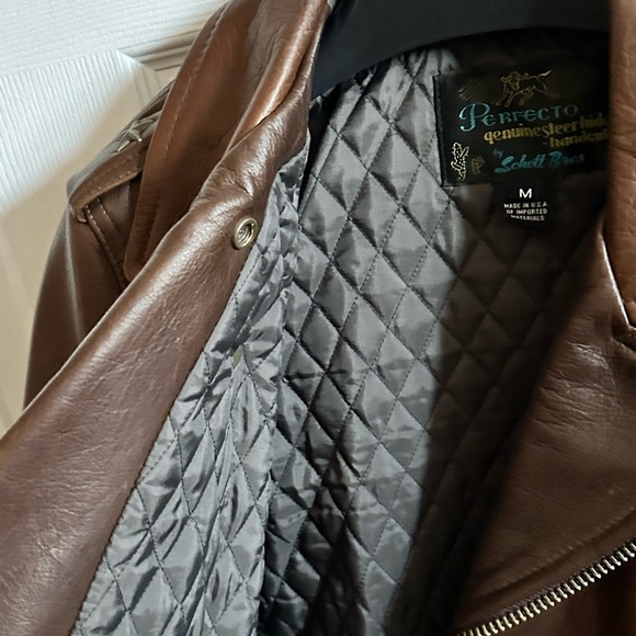 Men’s Schott Brown Leather Jacket 519 Size M - Picture 13 of 16